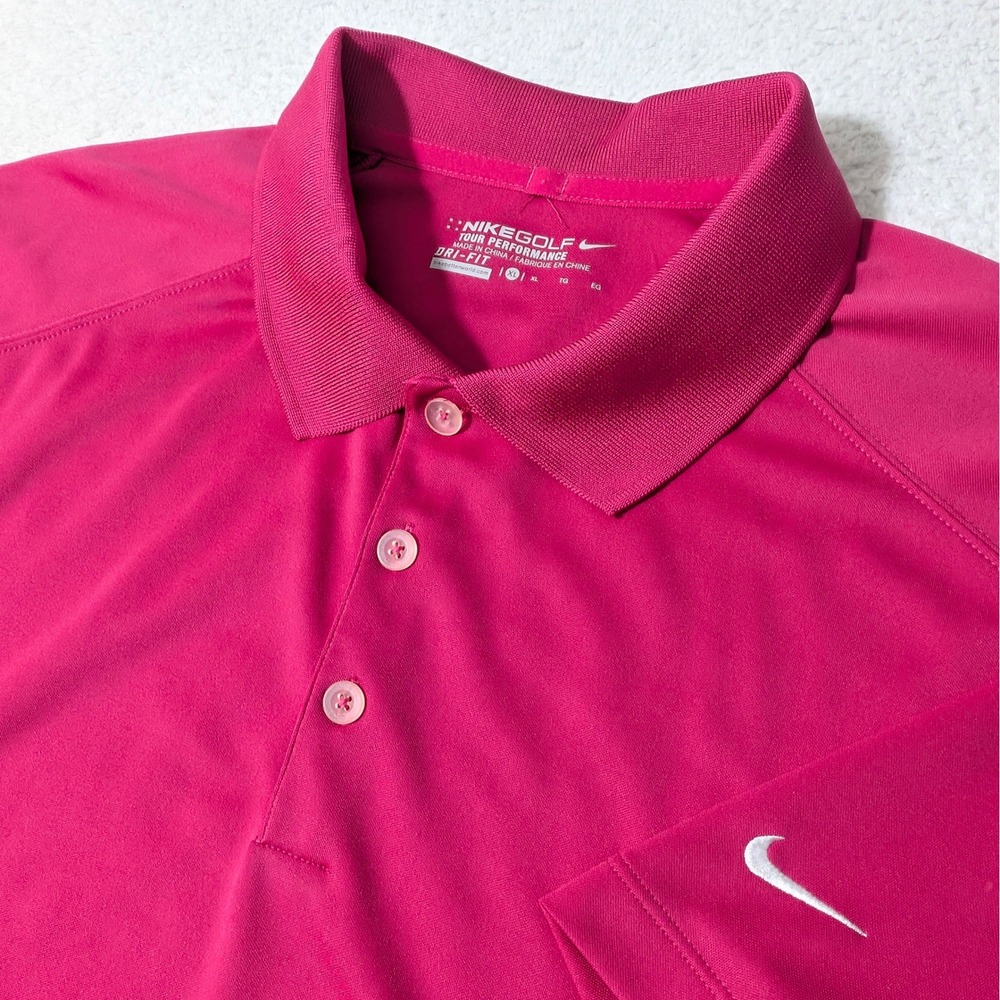 Nike Polo Men XL Pink Nike Golf Tour Performance Dri-Fit Short Sleeve 509167-646